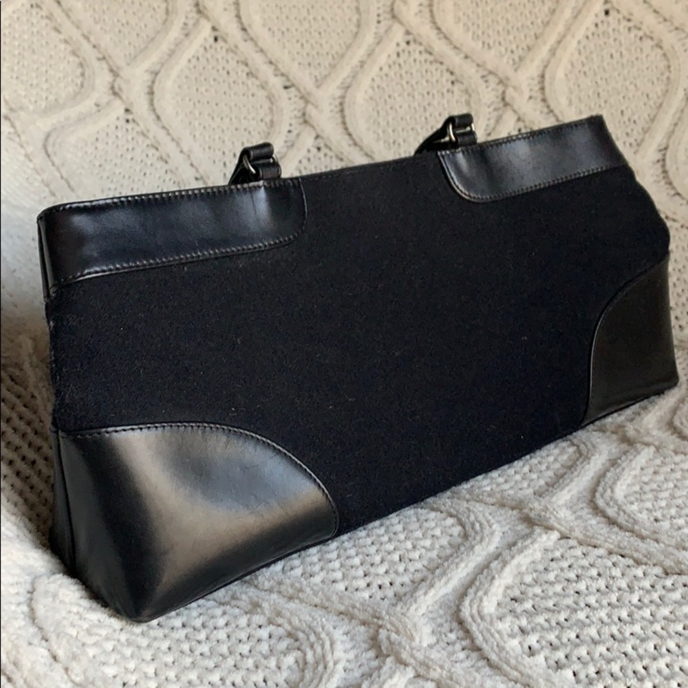 Vintage Banana Republic Black Wool & Leather Bag.